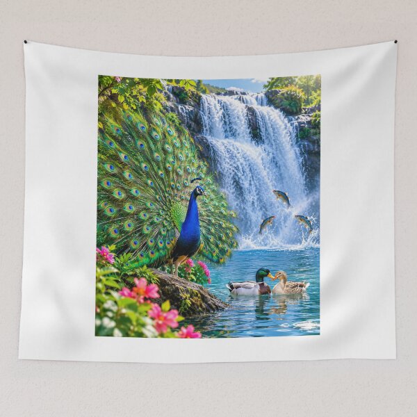 Item preview, El Pavo Real Magico - Peacock Paradise at the Waterfall designed and sold by HydStyle99.