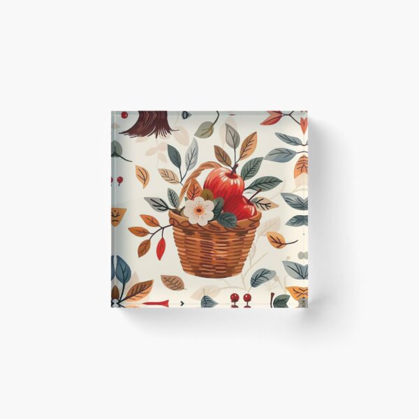 Item preview, Vintage Apple Harvest Wicker Basket Seamless Pattern designed and sold by LYAN-STORE.