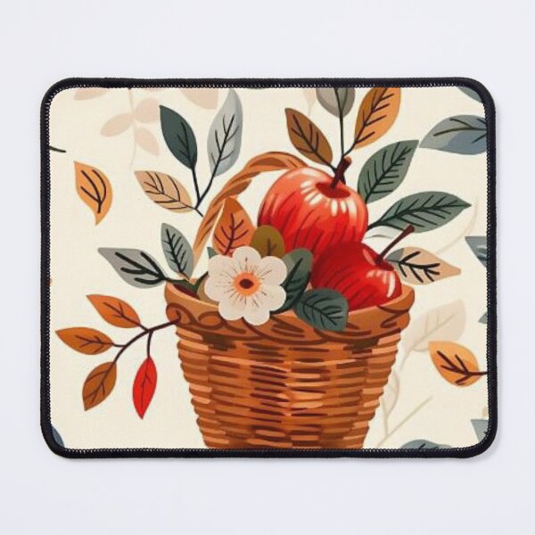Item preview, Vintage Apple Harvest Wicker Basket Seamless Pattern designed and sold by LYAN-STORE.