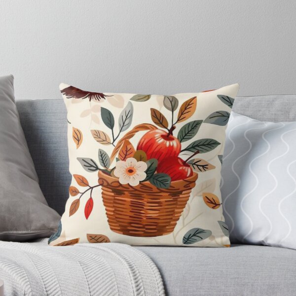 Item preview, Vintage Apple Harvest Wicker Basket Seamless Pattern designed and sold by LYAN-STORE.