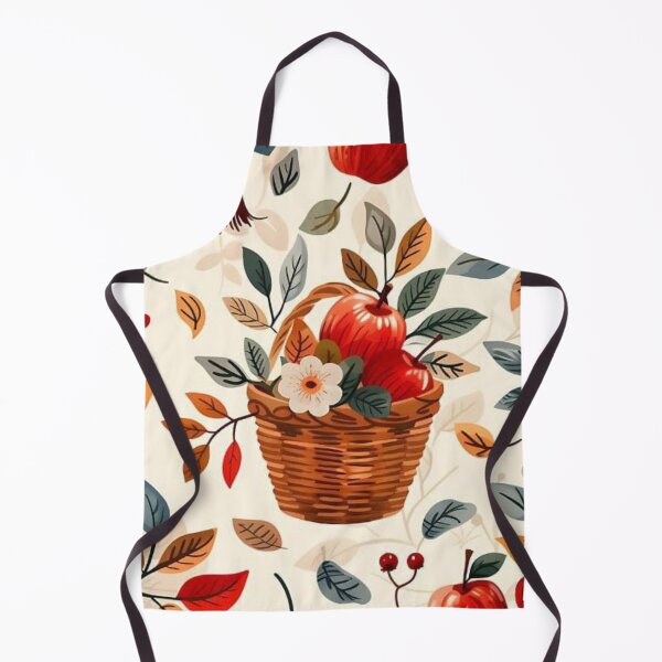 Item preview, Vintage Apple Harvest Wicker Basket Seamless Pattern designed and sold by LYAN-STORE.
