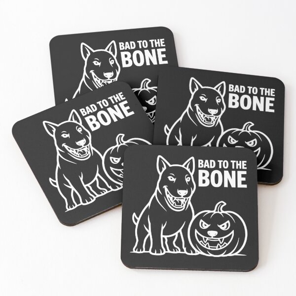 Item preview, Bad To The Bone Bull Terrier Pumpkin Halloween Spooky Dog designed and sold by The Bold Line Studio.