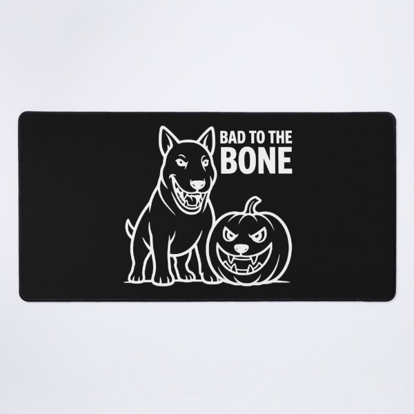 Item preview, Bad To The Bone Bull Terrier Pumpkin Halloween Spooky Dog designed and sold by The Bold Line Studio.