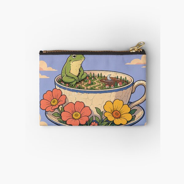 Item preview, Curious Frog in a Teacup – Whimsical Miniature World Illustration designed and sold by Dogandesighn.