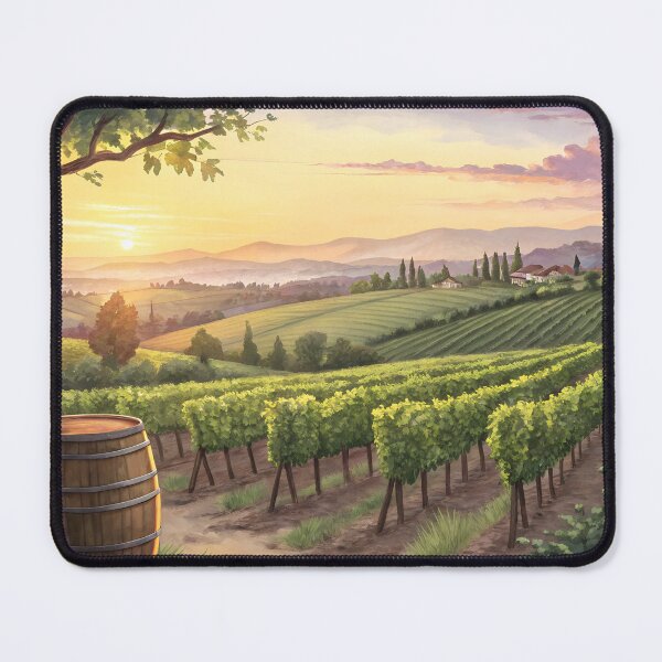 Item preview, Golden Hour Tuscan Vineyards Countryside Watercolor designed and sold by AlinaMel.
