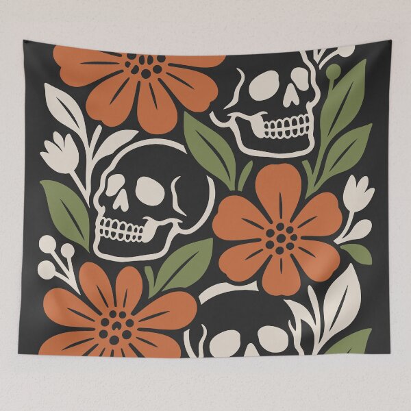 Item preview, Floral Skull Retro Autumn Halloween Aesthetic designed and sold by MavtM.