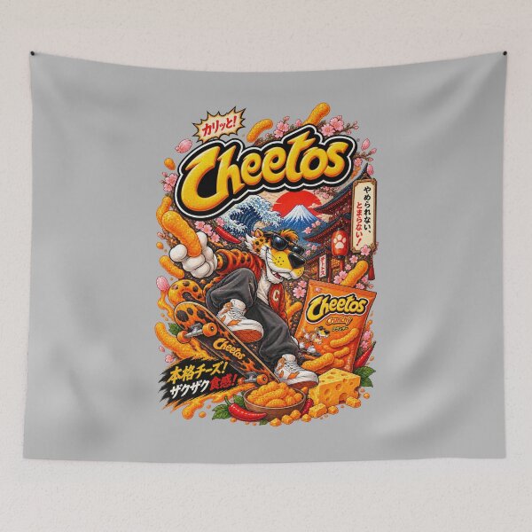 Item preview, Japanese Retro Cheese Snack Skateboard Art designed and sold by ElizBurkes.