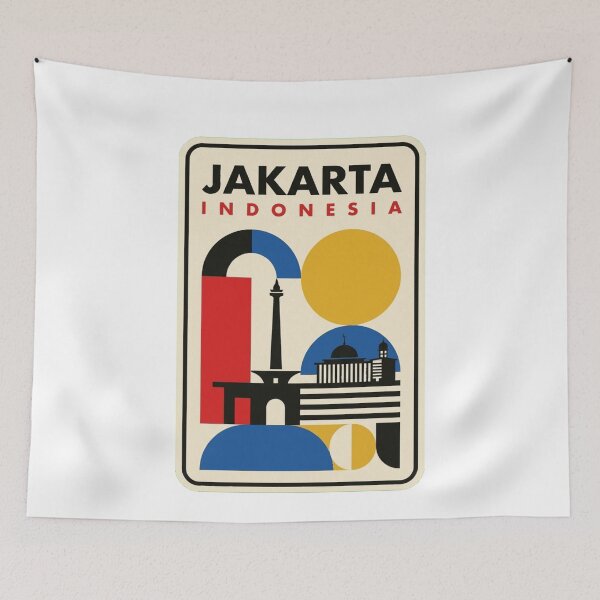 Item preview, Retro Jakarta Bauhaus Geometric Skyline designed and sold by k3rstman1.