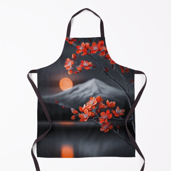 Item preview, Red Sakura Blossoms Mount Fuji Full Moon Night designed and sold by LYAN-STORE.