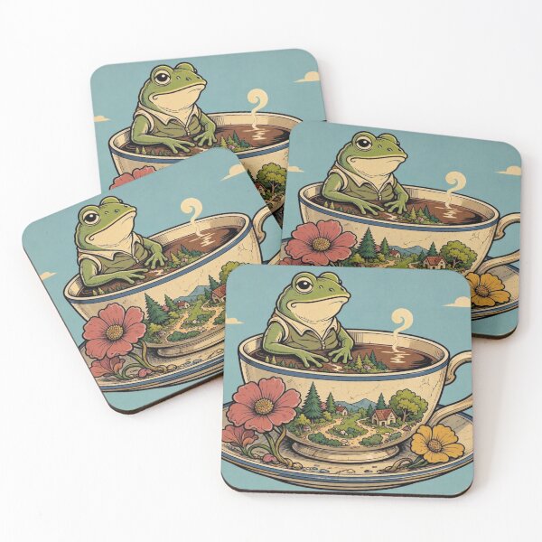 Item preview, Cozy Frog in a Teacup – Whimsical Cottagecore Fantasy Art designed and sold by Dogandesighn.