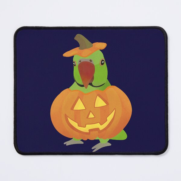 Item preview, Illustration of a Green Indian Ringneck dressed like a Halloween Pumpkin designed and sold by FandomizedRose.