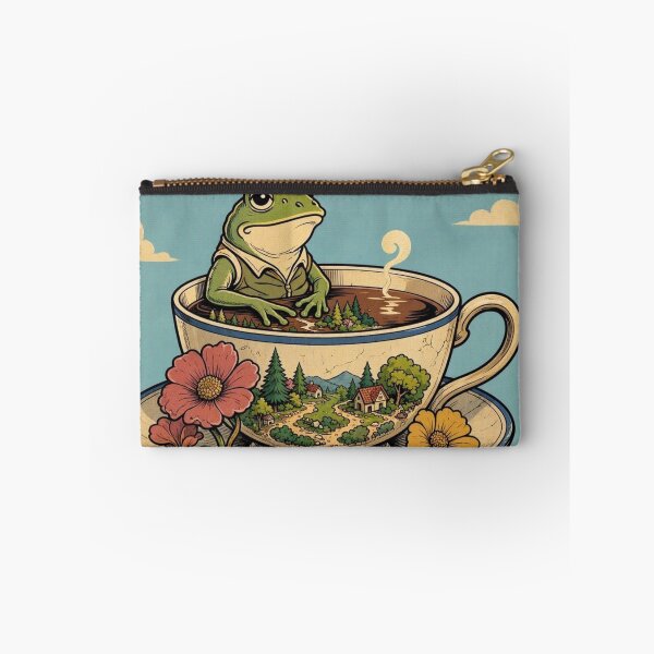 Item preview, Cozy Frog in a Teacup – Whimsical Cottagecore Fantasy Art designed and sold by Dogandesighn.