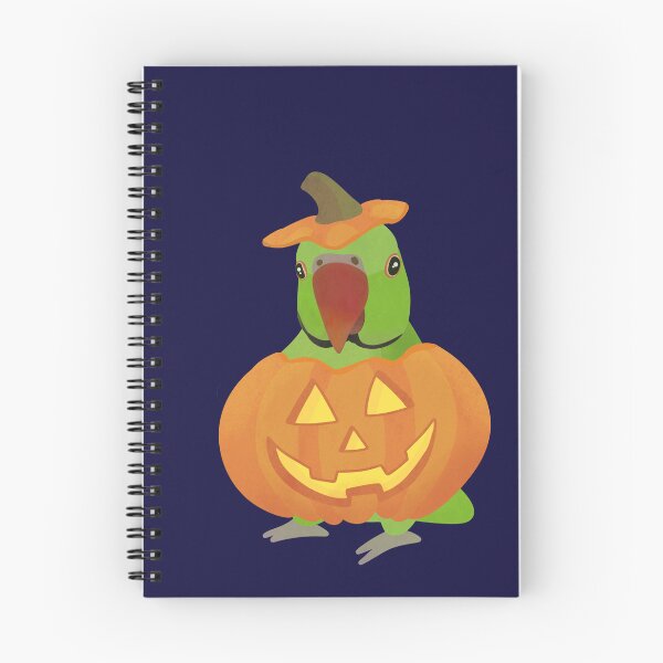 Item preview, Illustration of a Green Indian Ringneck dressed like a Halloween Pumpkin designed and sold by FandomizedRose.