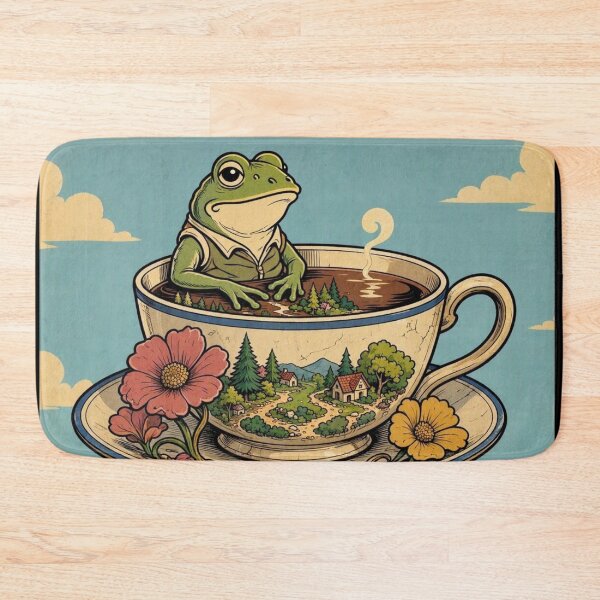 Item preview, Cozy Frog in a Teacup – Whimsical Cottagecore Fantasy Art designed and sold by Dogandesighn.