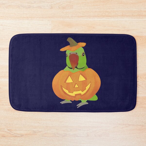 Item preview, Illustration of a Green Indian Ringneck dressed like a Halloween Pumpkin designed and sold by FandomizedRose.