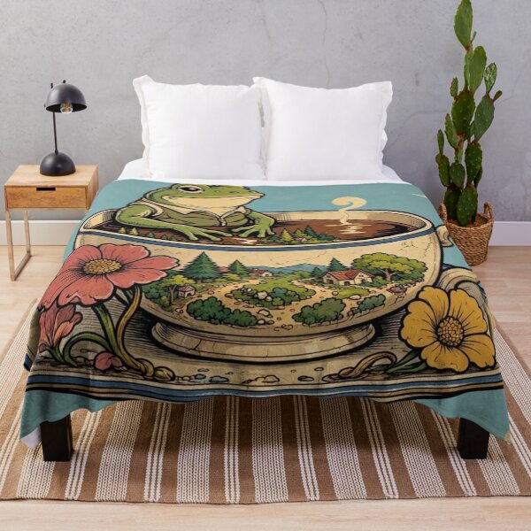 Item preview, Cozy Frog in a Teacup – Whimsical Cottagecore Fantasy Art designed and sold by Dogandesighn.