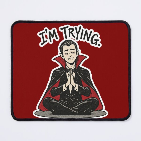 Item preview, I'm Trying Meditating Vampire designed and sold by NuretroStudio.