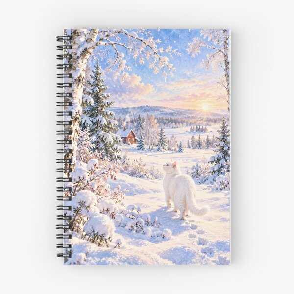 Item preview, Snowlight Lapland – White Cat in a Nordic Winter Morning designed and sold by SEIMEI2025.
