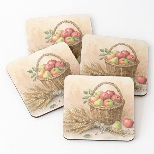 Item preview, Autumn Harvest Basket with Apples and Wheat designed and sold by AlinaMel.