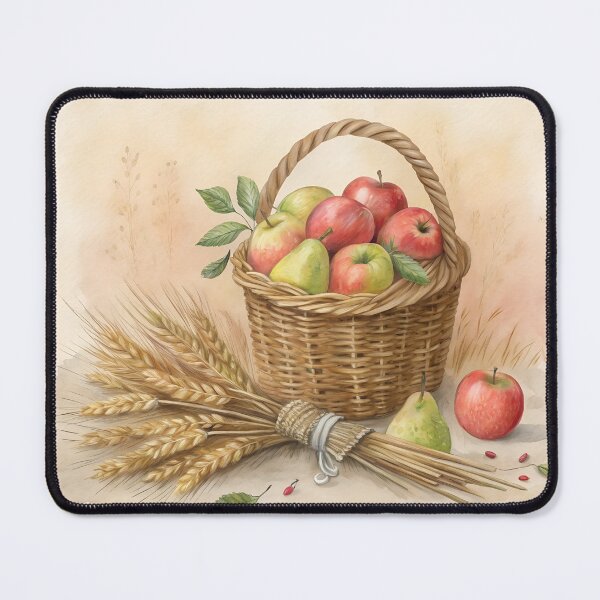 Item preview, Autumn Harvest Basket with Apples and Wheat designed and sold by AlinaMel.