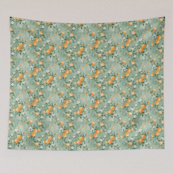 Item preview, Vintage Orange Blossom Floral Pattern – Citrus Botanical Sage Green Design designed and sold by AzsjaysStudio.