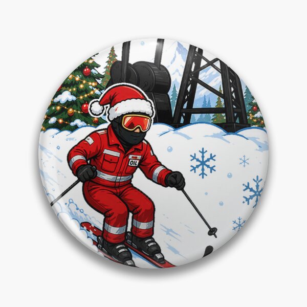 Item preview, Oilfield Worker Skiing At Night With Pump Jack And Christmas Trees designed and sold by devonclemon.