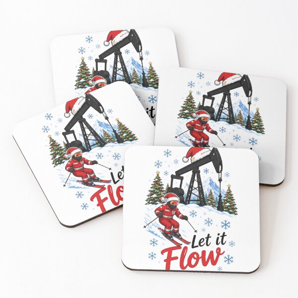 Item preview, Oilfield Worker Skiing At Night With Pump Jack And Christmas Trees designed and sold by devonclemon.