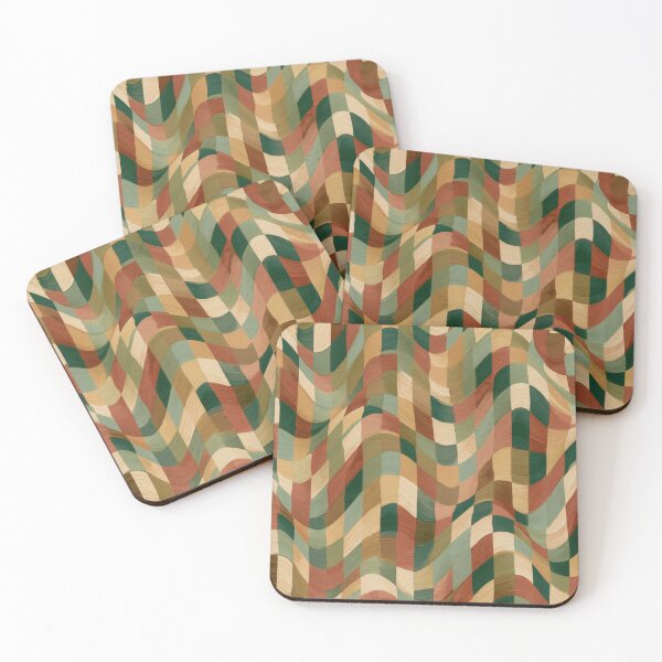 Item preview, Earthy Teal, Rust & Cream Wavy Checkerboard designed and sold by AlfiB.