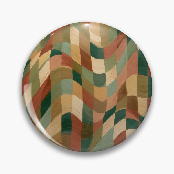 Item preview, Earthy Teal, Rust & Cream Wavy Checkerboard designed and sold by AlfiB.