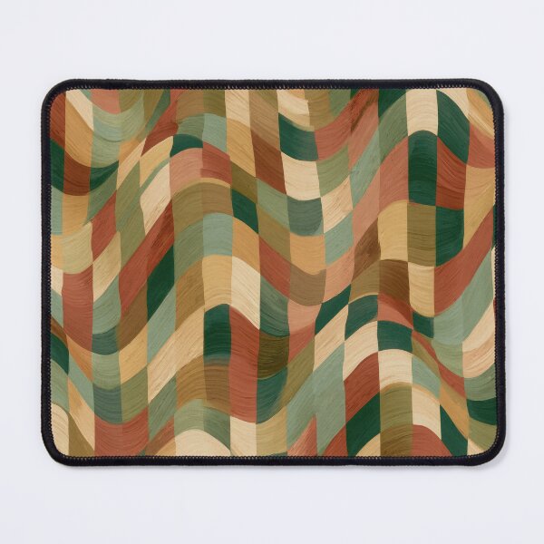 Item preview, Earthy Teal, Rust & Cream Wavy Checkerboard designed and sold by AlfiB.