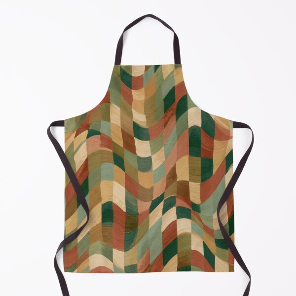 Item preview, Earthy Teal, Rust & Cream Wavy Checkerboard designed and sold by AlfiB.