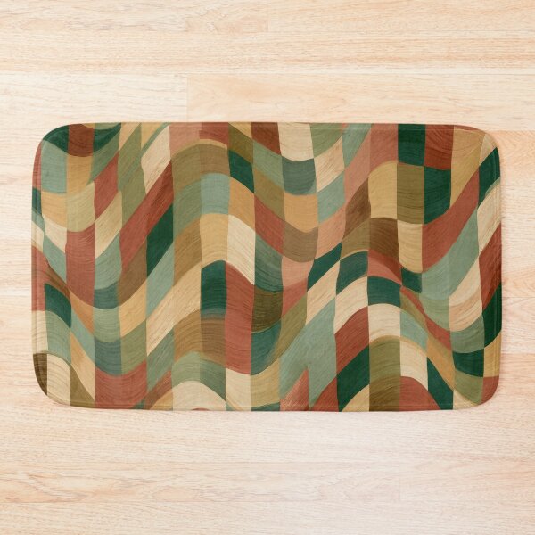 Item preview, Earthy Teal, Rust & Cream Wavy Checkerboard designed and sold by AlfiB.