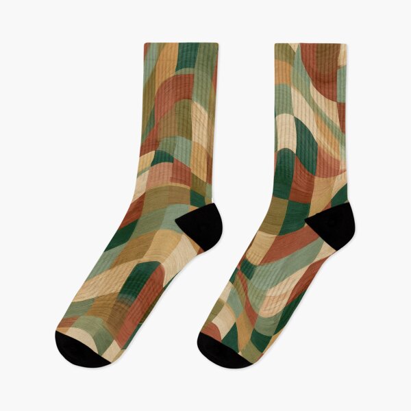 Item preview, Earthy Teal, Rust & Cream Wavy Checkerboard designed and sold by AlfiB.