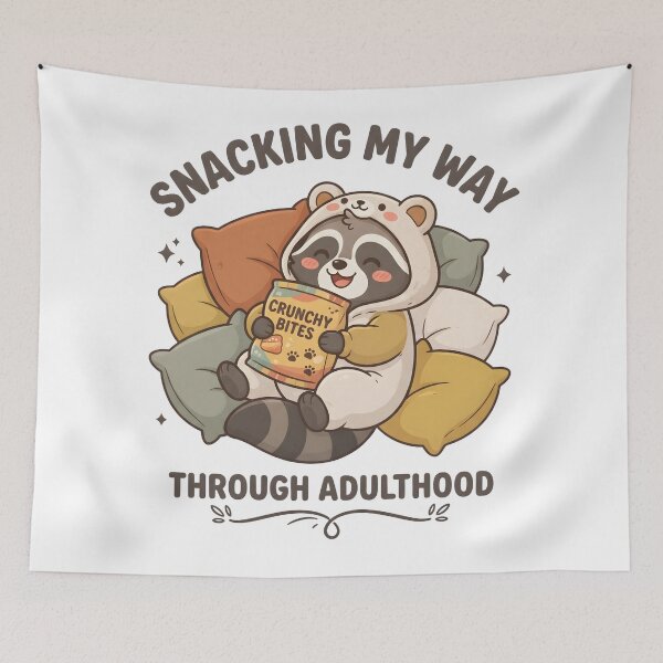 Item preview, Cozy Raccoon Snack Lover Cute Animal Design designed and sold by StickerNestYou.