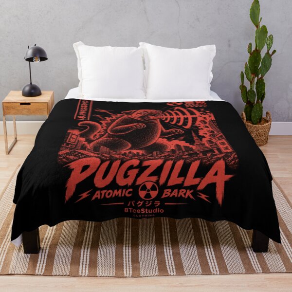 Item preview, Pugzilla Atomic Blast Japanese Kaiju Retro Art designed and sold by ElizBurkes.