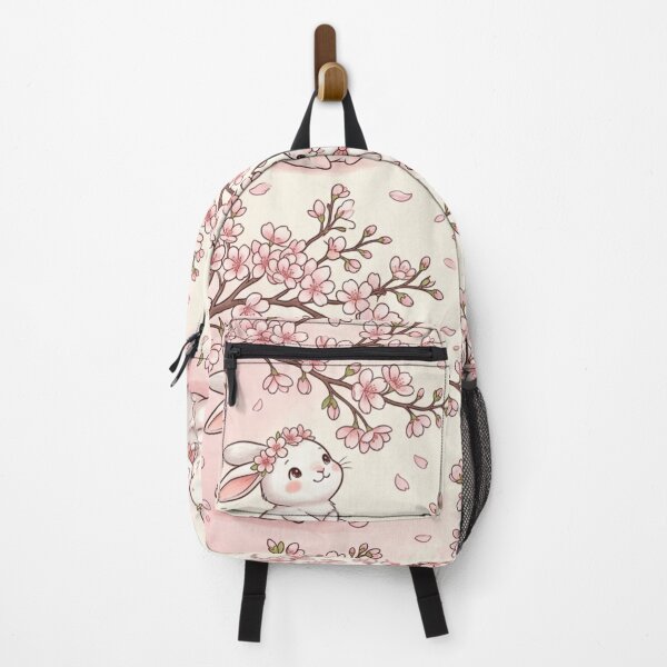 Item preview, Cute Bunny Cherry Blossom Seamless Pattern designed and sold by ShivCraftStudio.