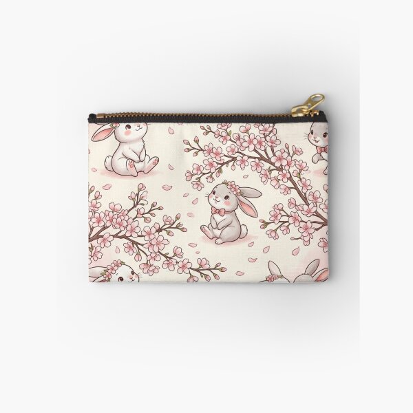 Item preview, Cute Bunny Cherry Blossom Seamless Pattern designed and sold by ShivCraftStudio.