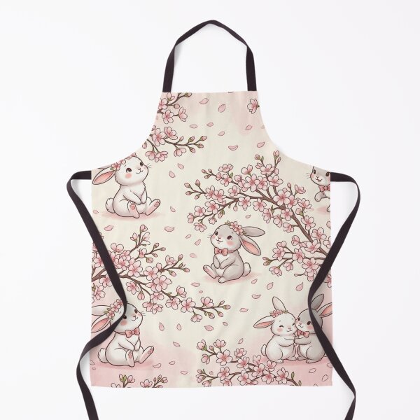 Item preview, Cute Bunny Cherry Blossom Seamless Pattern designed and sold by ShivCraftStudio.