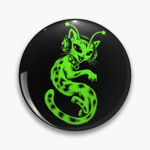 Item preview, Y2K Alien Cat Headphones Neon Green Space designed and sold by gordonbwyashop.