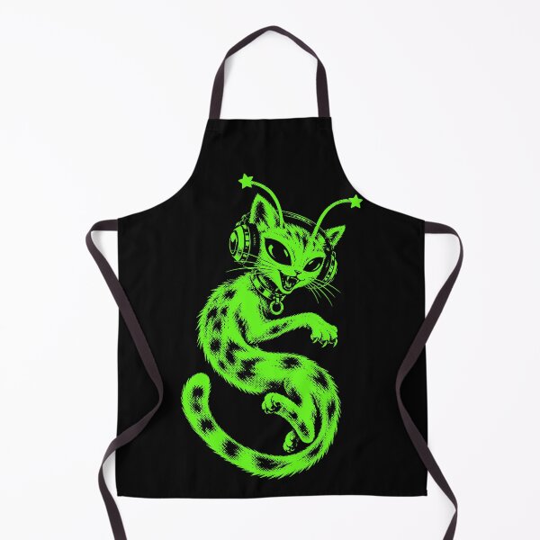 Item preview, Y2K Alien Cat Headphones Neon Green Space designed and sold by gordonbwyashop.