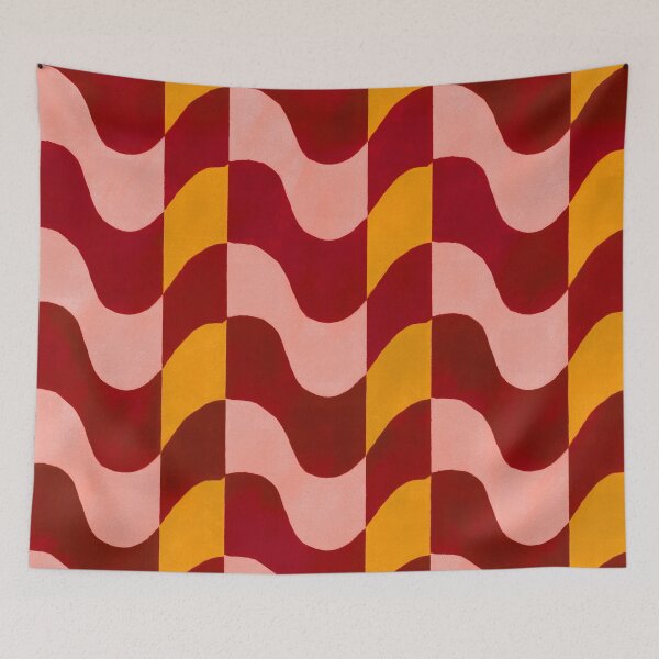 Item preview, Red, Pink & Orange Groovy Wavy Checkerboard designed and sold by AlfiB.