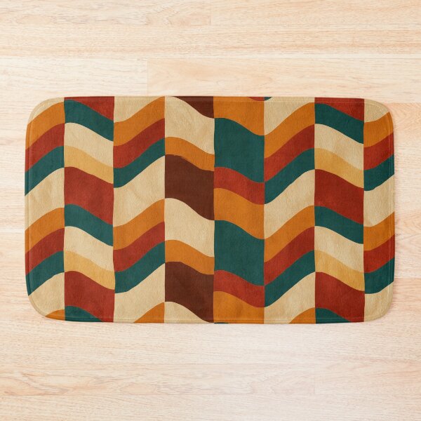 Item preview, Teal, Rust & Cream Retro Wavy Chevron Stripes designed and sold by AlfiB.