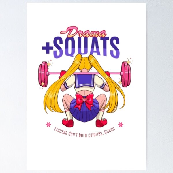 Item preview, Anime Girl Squatting With Pink Barbell designed and sold by WATEKE.