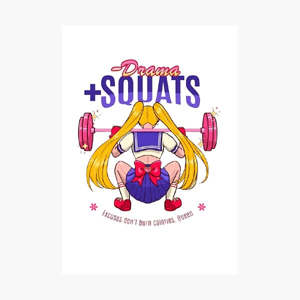 Item preview, Anime Girl Squatting With Pink Barbell designed and sold by WATEKE.
