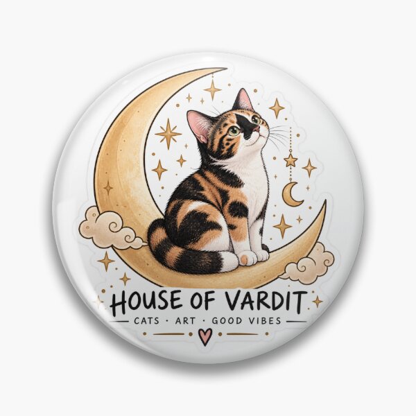 Item preview, Celestial Calico Cat on the Moon - House of Vardit designed and sold by House of Vardit.