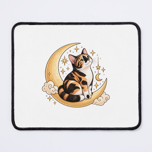 Item preview, Celestial Calico Cat on the Moon - House of Vardit designed and sold by House of Vardit.