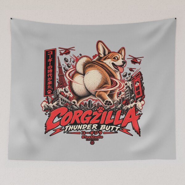 Item preview, Corgzilla Thunder Butt Giant Corgi Kaiju Art designed and sold by ElizBurkes.