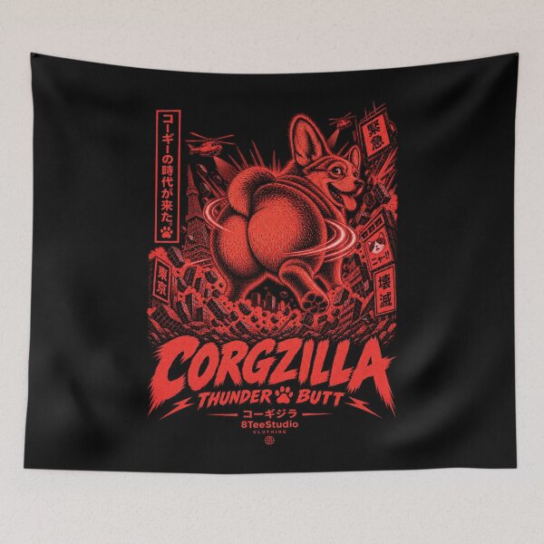 Item preview, Corgzilla Thunder Butt Giant Corgi Kaiju Art designed and sold by ElizBurkes.