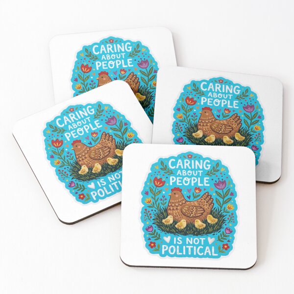 Item preview, Caring About People Is Not Political Mother Hen Folk Art Kindness Activist Quote designed and sold by raedattia.