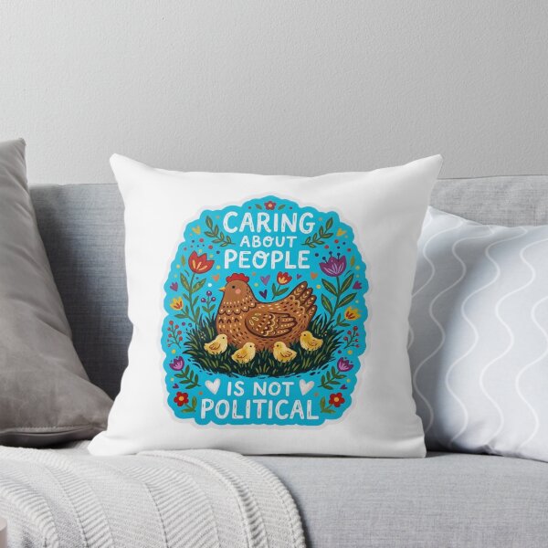 Item preview, Caring About People Is Not Political Mother Hen Folk Art Kindness Activist Quote designed and sold by raedattia.